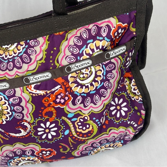 LeSportsac Floral Paisley Tote Bag- Multi-Color Nylon Shoulder Purse - Picture 4 of 16